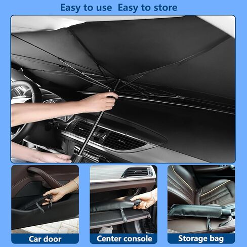 2026 Car Windshield Sun Shade Umbrella, Foldable Front Window Sunshade, 5-Layer UV Block & Heat Insulation Protection, Medium 55"x31" for Mid-Size Sedan in Saudi Arabia
