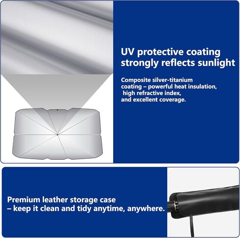2026 Car Windshield Sun Shade Umbrella, Foldable Front Window Sunshade, 5-Layer UV Block & Heat Insulation Protection, Medium 55"x31" for Mid-Size Sedan in Saudi Arabia