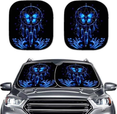 Drving Corgi Car Windows Front Sunshade السيارات الزجاج الأمامي الشمس الظل 2 قطعة السيارات الظل عاكس سيارة ظلة الأشعة فوق البنفسجية حماية الشمس والدليل السيارات الظل in Kuwait