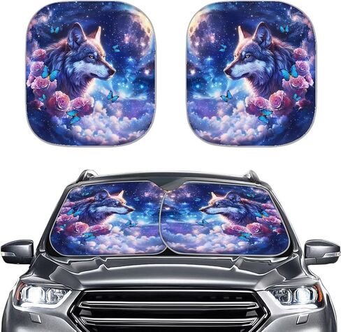 Drving Corgi Car Windows Front Sunshade السيارات الزجاج الأمامي الشمس الظل 2 قطعة السيارات الظل عاكس سيارة ظلة الأشعة فوق البنفسجية حماية الشمس والدليل السيارات الظل in Kuwait