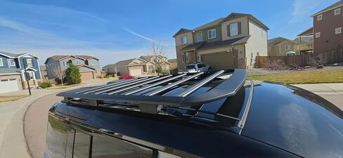 Black Tapered Expedition Roof Rail Rack Roof Platform Rooftop Cargo System Carrier Fits for Land Rover Defender 110 &130 L851 2020-2026 Roof Tent Platform with Set of Screws and Hardwares in Kuwait