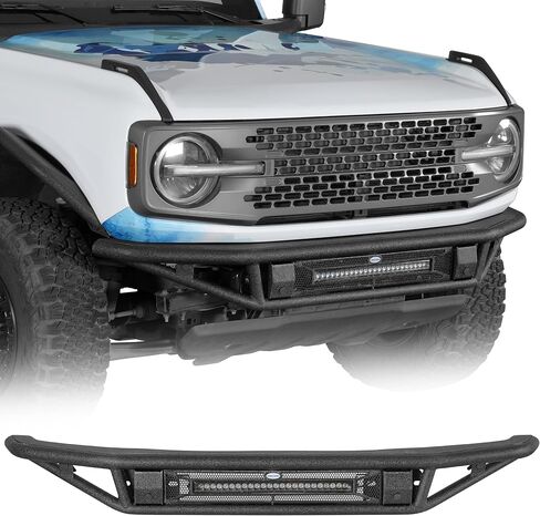 Hooke Road Bronco Tube Front Bumper For 2021-2026 Ford Bronco (Not for Bronco Sport & Raptor), Baja Style for Street Driving & Light Off-Road, Sturdy Steel Bumper with 72W LED Light Bar in Kuwait