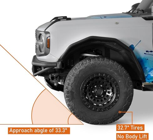 Hooke Road Bronco Tube Front Bumper For 2021-2026 Ford Bronco (Not for Bronco Sport & Raptor), Baja Style for Street Driving & Light Off-Road, Sturdy Steel Bumper with 72W LED Light Bar in Kuwait