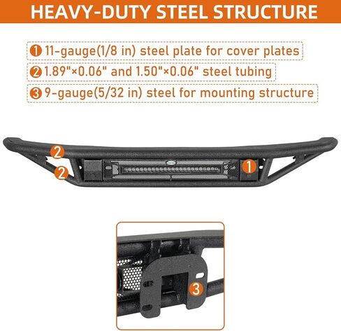 Hooke Road Bronco Tube Front Bumper For 2021-2026 Ford Bronco (Not for Bronco Sport & Raptor), Baja Style for Street Driving & Light Off-Road, Sturdy Steel Bumper with 72W LED Light Bar in Kuwait