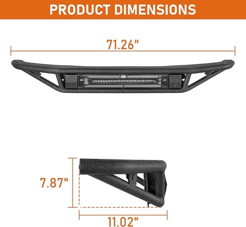 Hooke Road Bronco Tube Front Bumper For 2021-2026 Ford Bronco (Not for Bronco Sport & Raptor), Baja Style for Street Driving & Light Off-Road, Sturdy Steel Bumper with 72W LED Light Bar in Kuwait
