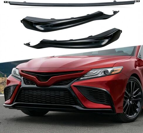 Front Bumper Lower Grille Trim Molding 3Pcs Compatible with For Toyota Camry SE XSE 2021 2022 (Glossy Black) in Kuwait