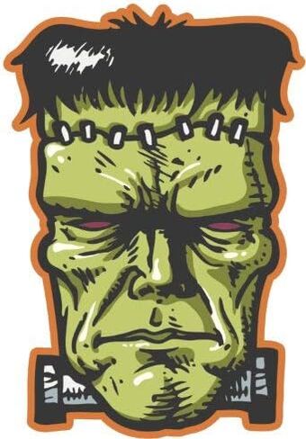 Magnet Scary Frankenstein with Bolts and Stitches Green Black Orange Magnetic Vinyl Magnet Bumper Sticker Two in One Pack (4 Inches Tall) in Saudi Arabia