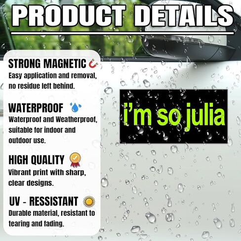 Magnet I'm So Julia Car Magnet Decal Bumpin That Green Black Waterproof UV Resistant Decal for Refrigerators Cars 7.5x3.75in in Saudi Arabia