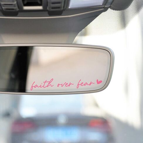 OFlyDesigns 3 x Faith Over Fear Pink Vinyl Decals, Faith Car Mirror Decal, Bible Verse Christian Gift, Waterproof Stickers for Water Bottles, Laptops, Christian Gifts in Kuwait