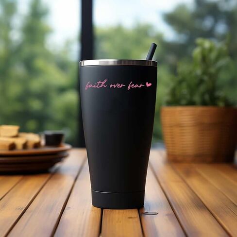 OFlyDesigns 3 x Faith Over Fear Pink Vinyl Decals, Faith Car Mirror Decal, Bible Verse Christian Gift, Waterproof Stickers for Water Bottles, Laptops, Christian Gifts in Kuwait
