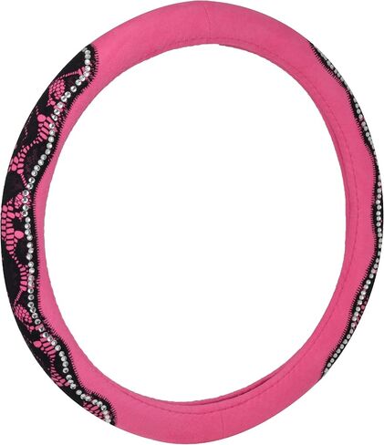 BELL Automotive 22-1-97309-9 Universal Floral Lace Hyper-Flex Core Steering Wheel Cover, Pink in Kuwait