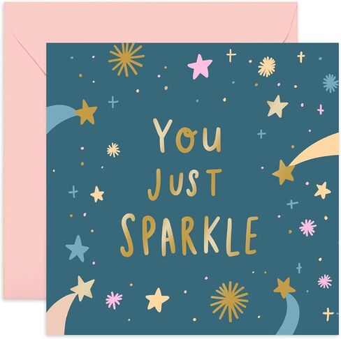 شركة Old English Co. بطاقة تهنئة خاصة لها - بطاقة تهنئة نجمة 'You Just Sparkle' للابنة، والأخت، وابنة الأخ، والصديق - وظيفة جديدة، نتائج الامتحانات، بطاقة حظ سعيد | فارغة داخل مع المغلف in Kuwait