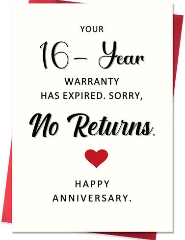 Funny 16 Year Anniversary Card,16th Wedding Anniversary Card Gifts for Husband Wife Couples,16 Year Anniversary Cards Gifts for Him Her Women Men in Kuwait