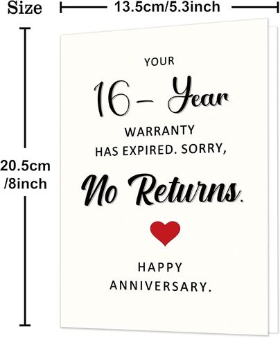 Funny 16 Year Anniversary Card,16th Wedding Anniversary Card Gifts for Husband Wife Couples,16 Year Anniversary Cards Gifts for Him Her Women Men in Kuwait