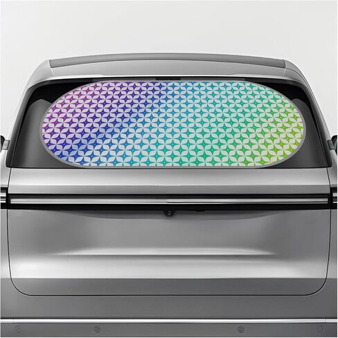 Car Rear Window Sunshade, 43"×20" Foldable Auto Rear Windshield Shade Sun Blocker with Suction Cups, Titanium Silver Back Window Sun & UV Protection Cover for Most Vehicles (Black & Silver) in Saudi Arabia