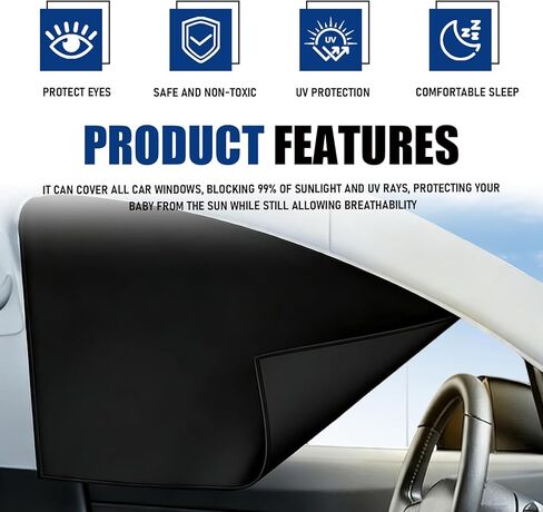Car Window Shades 4 Pack,99% Blackout Car Privacy Curtains for Side Windows,Magnetic Sun Shade Covers Keep Vehicle Cooler for Breastfeeding,Napping,Camping - Easy Install for Most SUV,Sedan,Truck in Saudi Arabia