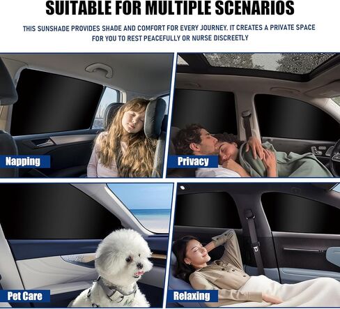 Car Window Shades 4 Pack,99% Blackout Car Privacy Curtains for Side Windows,Magnetic Sun Shade Covers Keep Vehicle Cooler for Breastfeeding,Napping,Camping - Easy Install for Most SUV,Sedan,Truck in Saudi Arabia