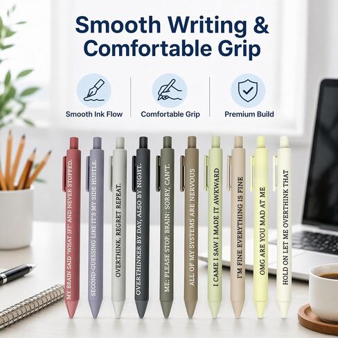 NGAEAK 10 Pcs Funny Pens Anxiety Ballpoint Pens with Sayings, Fun Pen Office Gag Gifts for Coworkers in Saudi Arabia