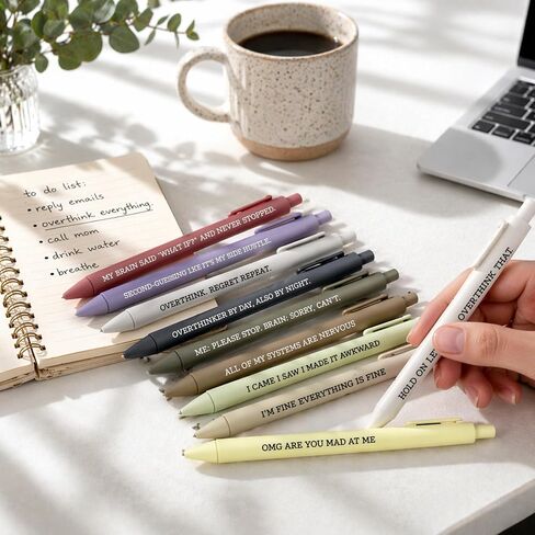 NGAEAK 10 Pcs Funny Pens Anxiety Ballpoint Pens with Sayings, Fun Pen Office Gag Gifts for Coworkers in Saudi Arabia