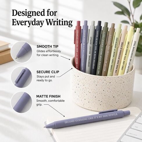 NGAEAK 10 Pcs Funny Pens Anxiety Ballpoint Pens with Sayings, Fun Pen Office Gag Gifts for Coworkers in Saudi Arabia