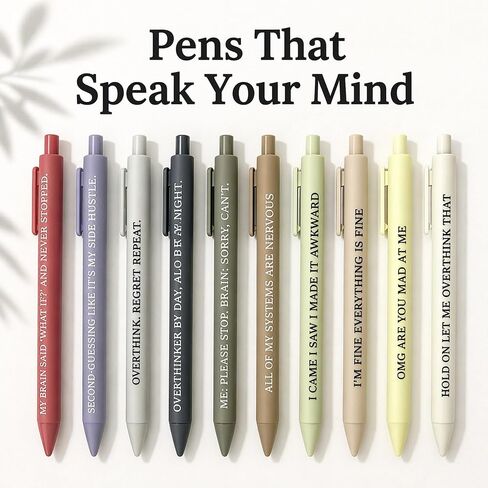 NGAEAK 10 Pcs Funny Pens Anxiety Ballpoint Pens with Sayings, Fun Pen Office Gag Gifts for Coworkers in Saudi Arabia