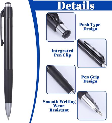 8Pcs Black Ballpoint Pens 0.7mm, Black Ink Ball Point Pens Retractable Writing Pen with Soft Grip for Smooth Writing Office Home Supplies and Gifts in Kuwait