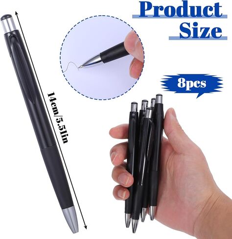 8Pcs Black Ballpoint Pens 0.7mm, Black Ink Ball Point Pens Retractable Writing Pen with Soft Grip for Smooth Writing Office Home Supplies and Gifts in Kuwait