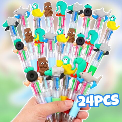 24 Pcs Italian Brainrot Multicolor Pen in One Cartoon Cute Fun 4-in-1 Pens Bulk Cool Ballpoint Pens for Fun Gifts Birthday Party Favor in Saudi Arabia