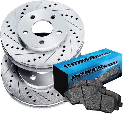 PowerSport Front Brakes and Rotors Kit |Front Brake Pads| Brake Rotors and Pads| Semi Metallic Brake Pads and Rotors |fits 2008-2019 Pontiac Vibe; Scion xD; Toyota Corolla, Matrix in Kuwait