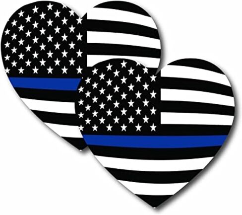 Magnet Me Up Thin Blue Line American Heart Magnet Decal, 2 Pack, 5 Inches, Heavy Duty Automotive Magnet for Car Truck SUV, in Support of Police and Law Enforcement Officers, Made in USA in Kuwait