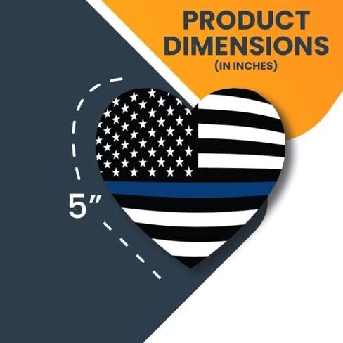 Magnet Me Up Thin Blue Line American Heart Magnet Decal, 2 Pack, 5 Inches, Heavy Duty Automotive Magnet for Car Truck SUV, in Support of Police and Law Enforcement Officers, Made in USA in Kuwait