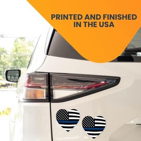 Magnet Me Up Thin Blue Line American Heart Magnet Decal, 2 Pack, 5 Inches, Heavy Duty Automotive Magnet for Car Truck SUV, in Support of Police and Law Enforcement Officers, Made in USA in Kuwait