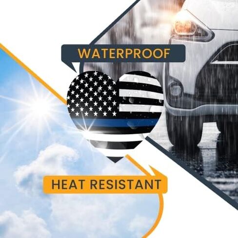 Magnet Me Up Thin Blue Line American Heart Magnet Decal, 2 Pack, 5 Inches, Heavy Duty Automotive Magnet for Car Truck SUV, in Support of Police and Law Enforcement Officers, Made in USA in Kuwait