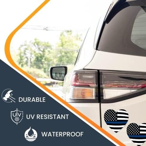 Magnet Me Up Thin Blue Line American Heart Magnet Decal, 2 Pack, 5 Inches, Heavy Duty Automotive Magnet for Car Truck SUV, in Support of Police and Law Enforcement Officers, Made in USA in Kuwait