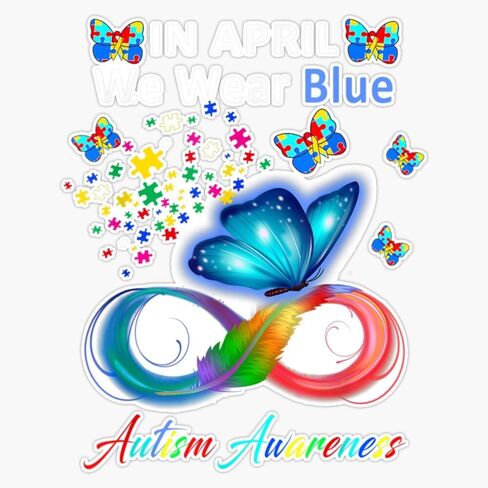 Magnet in April We Wear Blue Autism Awareness Butterfly Autism Magnetic Vinyl Sticker 5" in Kuwait
