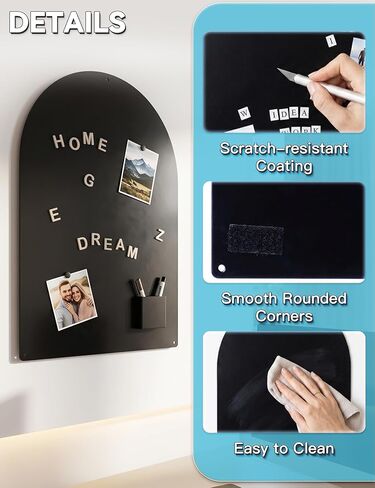 2 Pack Metal Arched Magnetic Bulletin Board, 16" x 12" Magnet Board for Wall with 6 Magnets & Dual Lock Tapes & Screws, Metal Sheets for Display Photos, Notes in Saudi Arabia