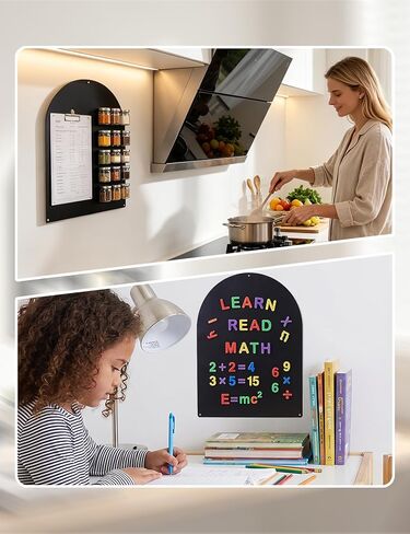 2 Pack Metal Arched Magnetic Bulletin Board, 16" x 12" Magnet Board for Wall with 6 Magnets & Dual Lock Tapes & Screws, Metal Sheets for Display Photos, Notes in Saudi Arabia
