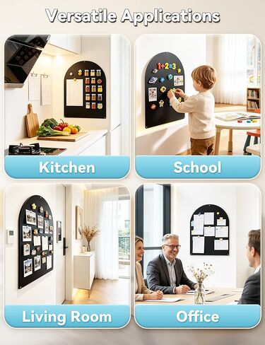 2 Pack Metal Arched Magnetic Bulletin Board, 16" x 12" Magnet Board for Wall with 6 Magnets & Dual Lock Tapes & Screws, Metal Sheets for Display Photos, Notes in Saudi Arabia
