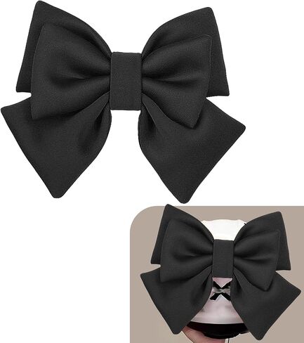 Motorcycle Helmet Bow, Fashion Cute Fabric Helmet Accessory, Removable Large Fashion Bowknot Motorbike Decorations, for Ski Bike Motorcycle (Black) in Saudi Arabia