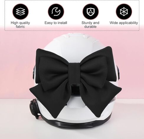 Motorcycle Helmet Bow, Fashion Cute Fabric Helmet Accessory, Removable Large Fashion Bowknot Motorbike Decorations, for Ski Bike Motorcycle (Black) in Saudi Arabia