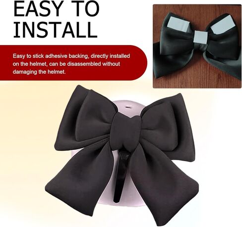 Motorcycle Helmet Bow, Fashion Cute Fabric Helmet Accessory, Removable Large Fashion Bowknot Motorbike Decorations, for Ski Bike Motorcycle (Black) in Saudi Arabia