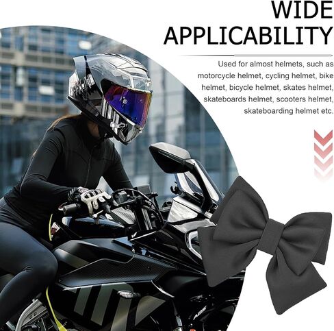 Motorcycle Helmet Bow, Fashion Cute Fabric Helmet Accessory, Removable Large Fashion Bowknot Motorbike Decorations, for Ski Bike Motorcycle (Black) in Saudi Arabia