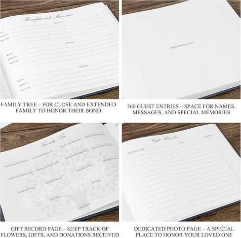 Funeral Guest Book for Memorial Service – Elegant Funeral Guest Book Set Includes 50 Blank Memory Cards, Memory Table Card, Instruction Card, Card Drop Box, and Funeral Guest Book for Memorial Service in Saudi Arabia