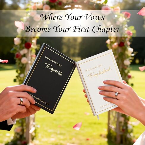 Wedding Vow Books His and Hers with Gold Foil Lettering & Gilded Edges, 5.8 x 4.1 Inch Premium Wedding Registry Must Haves, Wedding Gift Keepsake, 48 Lined Pages (Black and Ivory White) in Saudi Arabia
