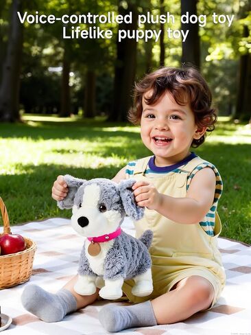 Electronic Interactive Plush Dog, Realistic Robot Puppy Toy, Singing, Walking, Talking, Barking, Tail-Wagging, Voice-Activated Control Stuffed Animal Pet Toys Gift for Baby in Saudi Arabia