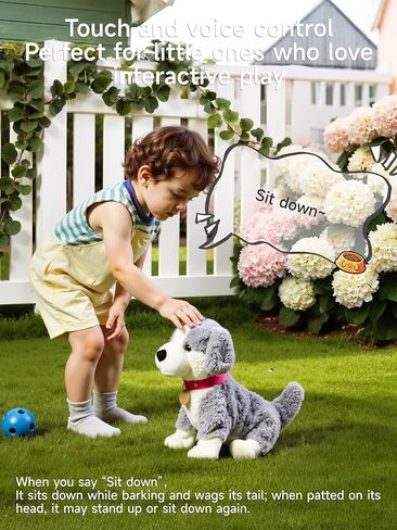 Electronic Interactive Plush Dog, Realistic Robot Puppy Toy, Singing, Walking, Talking, Barking, Tail-Wagging, Voice-Activated Control Stuffed Animal Pet Toys Gift for Baby in Saudi Arabia