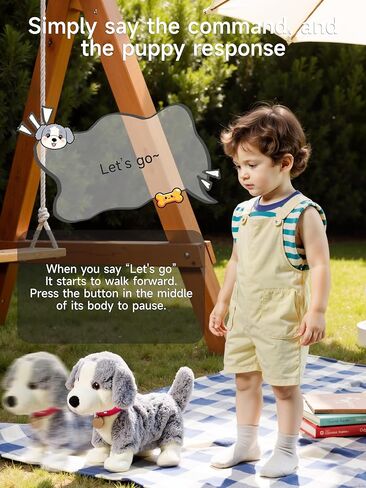 Electronic Interactive Plush Dog, Realistic Robot Puppy Toy, Singing, Walking, Talking, Barking, Tail-Wagging, Voice-Activated Control Stuffed Animal Pet Toys Gift for Baby in Saudi Arabia