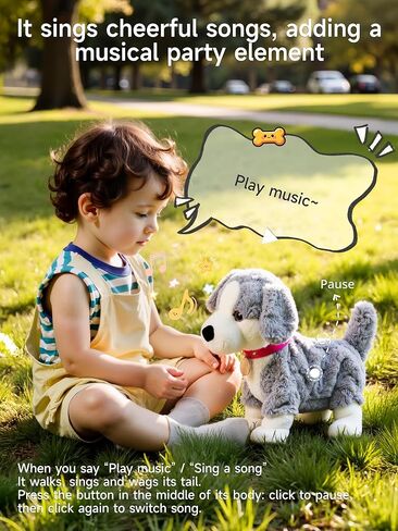 Electronic Interactive Plush Dog, Realistic Robot Puppy Toy, Singing, Walking, Talking, Barking, Tail-Wagging, Voice-Activated Control Stuffed Animal Pet Toys Gift for Baby in Saudi Arabia