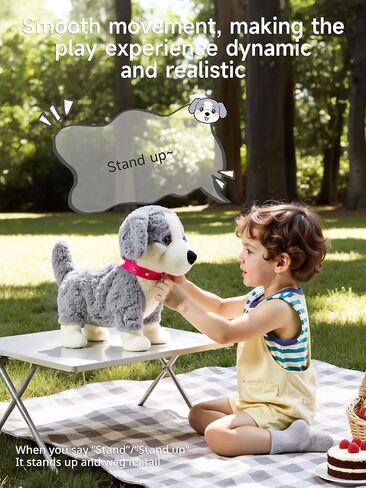 Electronic Interactive Plush Dog, Realistic Robot Puppy Toy, Singing, Walking, Talking, Barking, Tail-Wagging, Voice-Activated Control Stuffed Animal Pet Toys Gift for Baby in Saudi Arabia