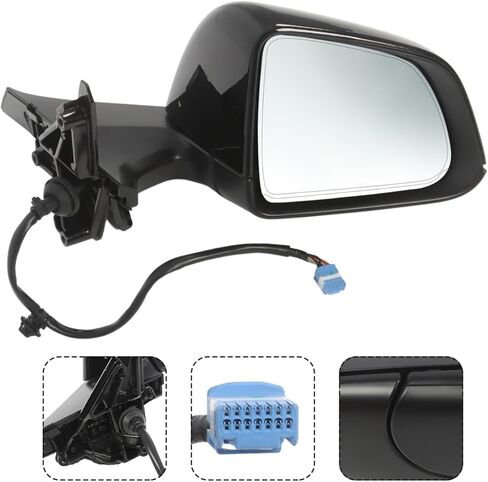 Black Right Passenger Side Mirror Assembly Compatible with Model Y 2020-2024 w/Heated & Automatic Folding and Memory 159411200B 1594112-00-B (13 Pins) in Kuwait